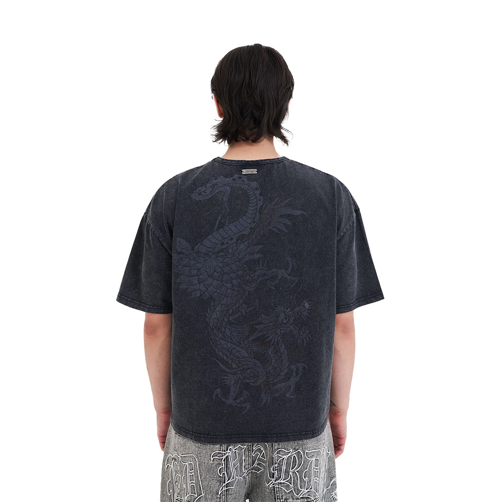 ED HARDY Maglietta Maniche Corte Boxy Tee Snake And Drag 1971 Black