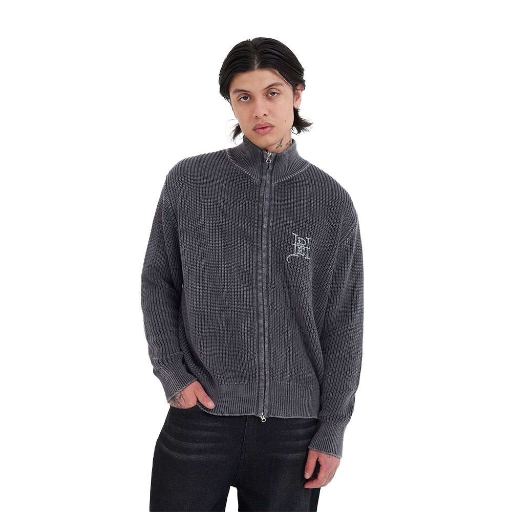 ED HARDY Maglione Zip Thru Jumper Skull And Snake Charcoal 