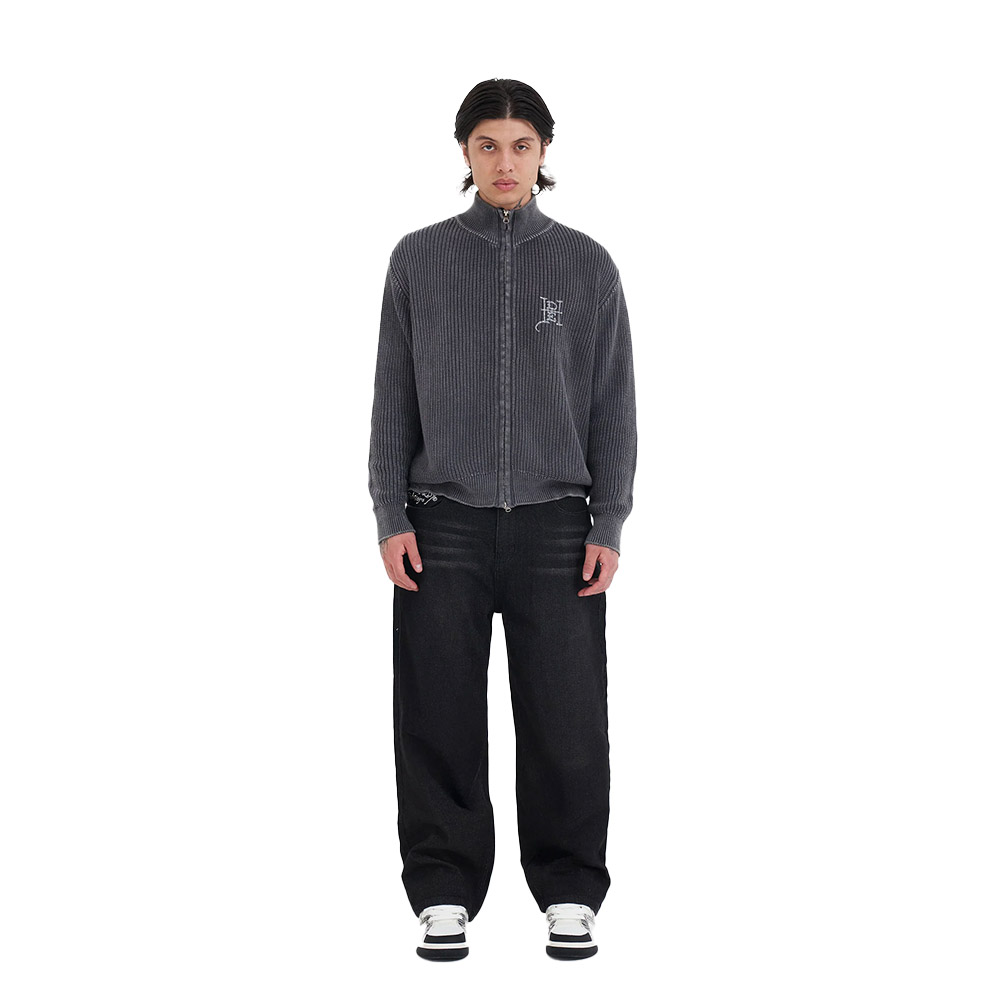 ED HARDY Maglione Zip Thru Jumper Skull And Snake Charcoal 