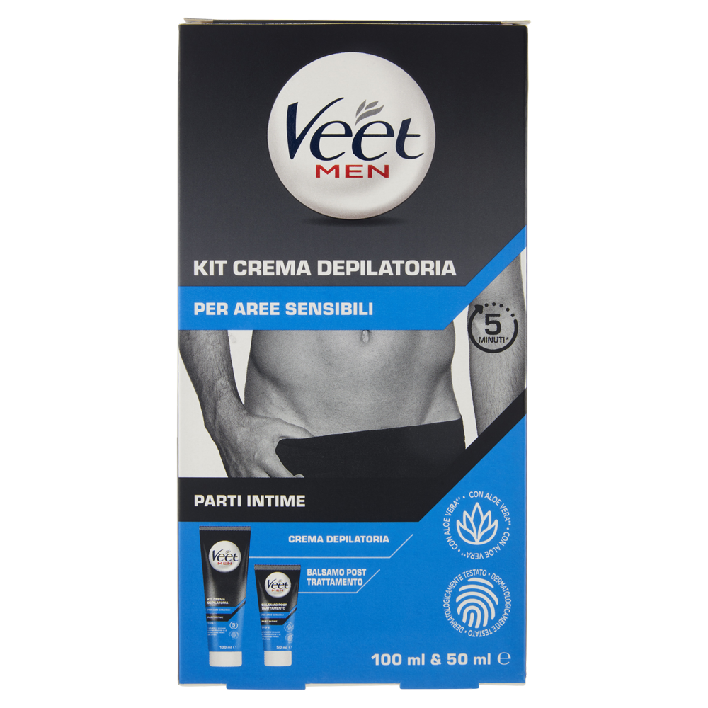 Men Kit Crema Depilatoria per Parti Intime Crema 100 ml + Balsamo 50 ml