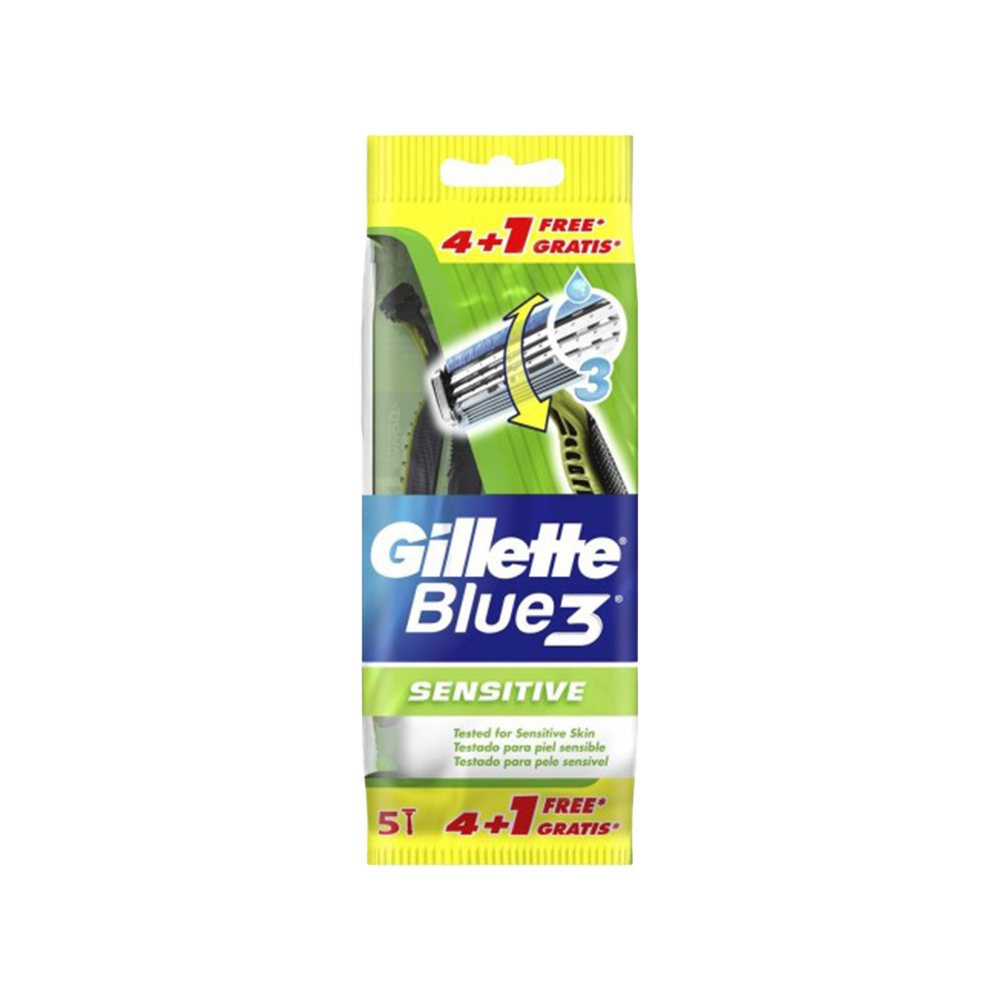 Gillette Blue3 Rasoio Sensitive x4 con 1 Ricarica