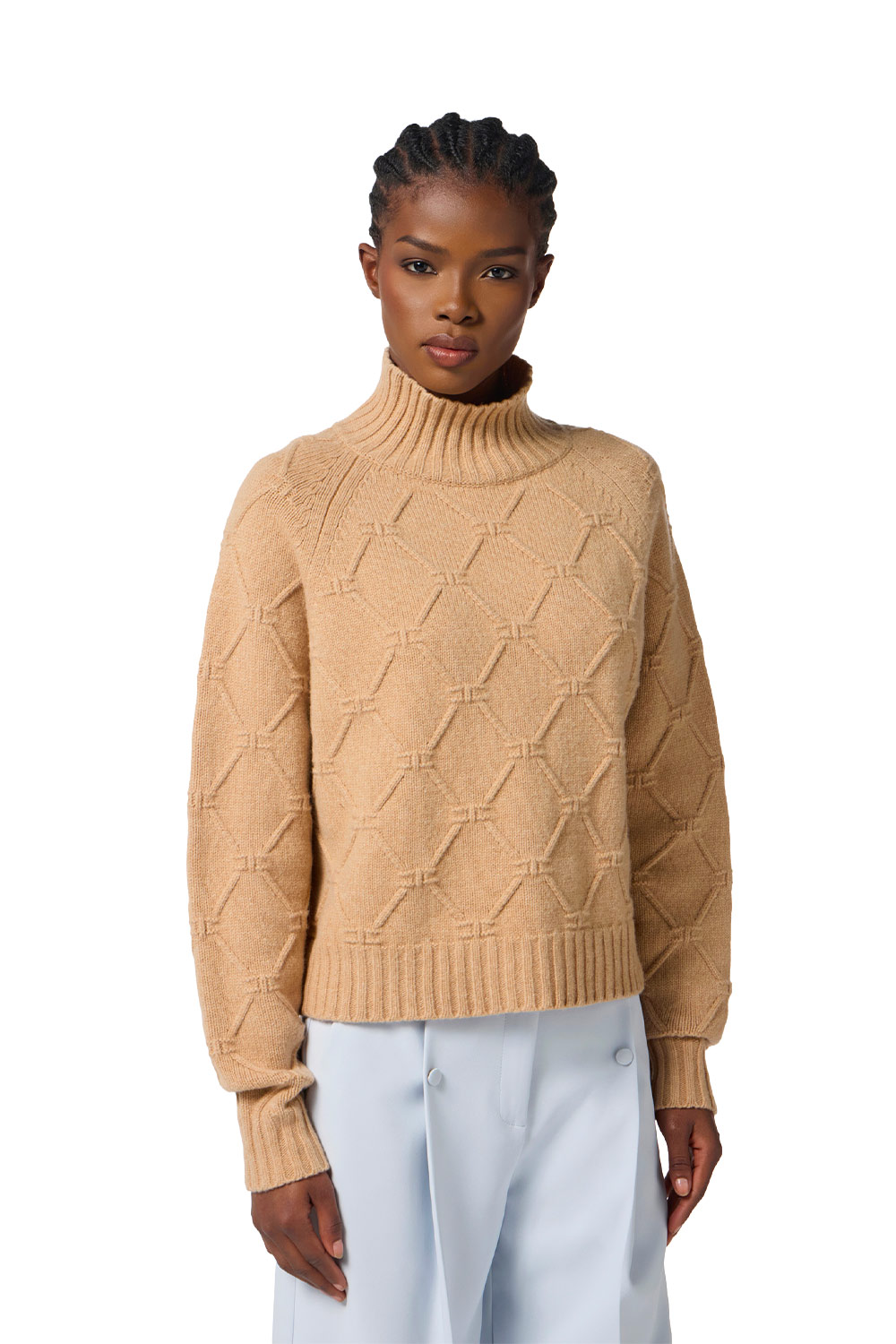 Pullover in Maglia con Losanghe Jacquard