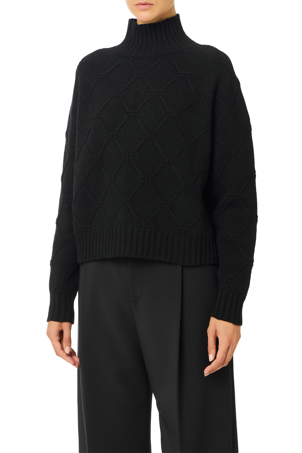 Pullover in Maglia con Losanghe Jacquard