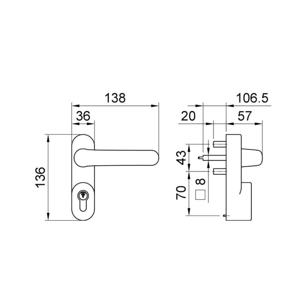 Maniglia esterna A1090 per maniglione antipanico nera Antipanic