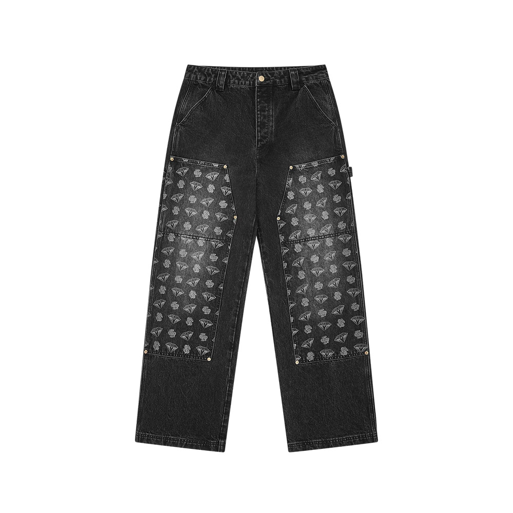 BILLIONAIRE BOYS CLUB Pantalone Denim Carpenter Pants Diamon & Dollars Black 