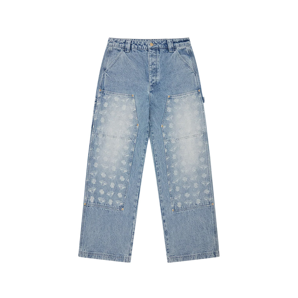 BILLIONAIRE BOYS CLUB Pantalone Denim Carpenter Pants Diamond & Dollars Light Wash Blue 