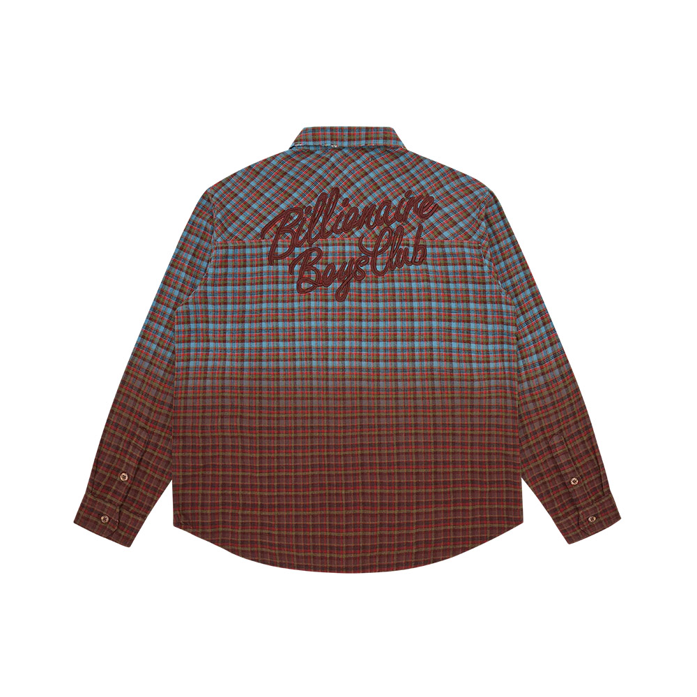 BILLIONAIRE BOYS CLUB Camicia Check Shirt Script Dip Dye 