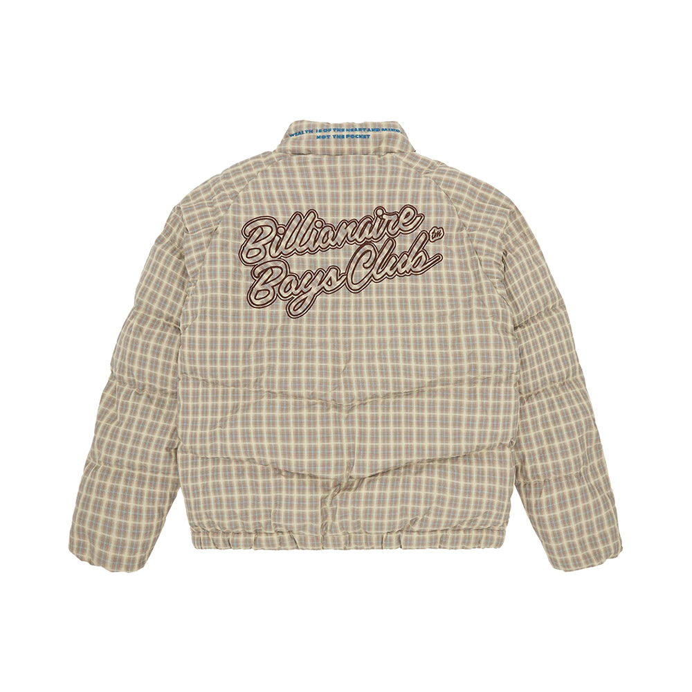 BILLIONAIRE BOYS CLUB Piumino Check Puffer Jacket Script Nylon 