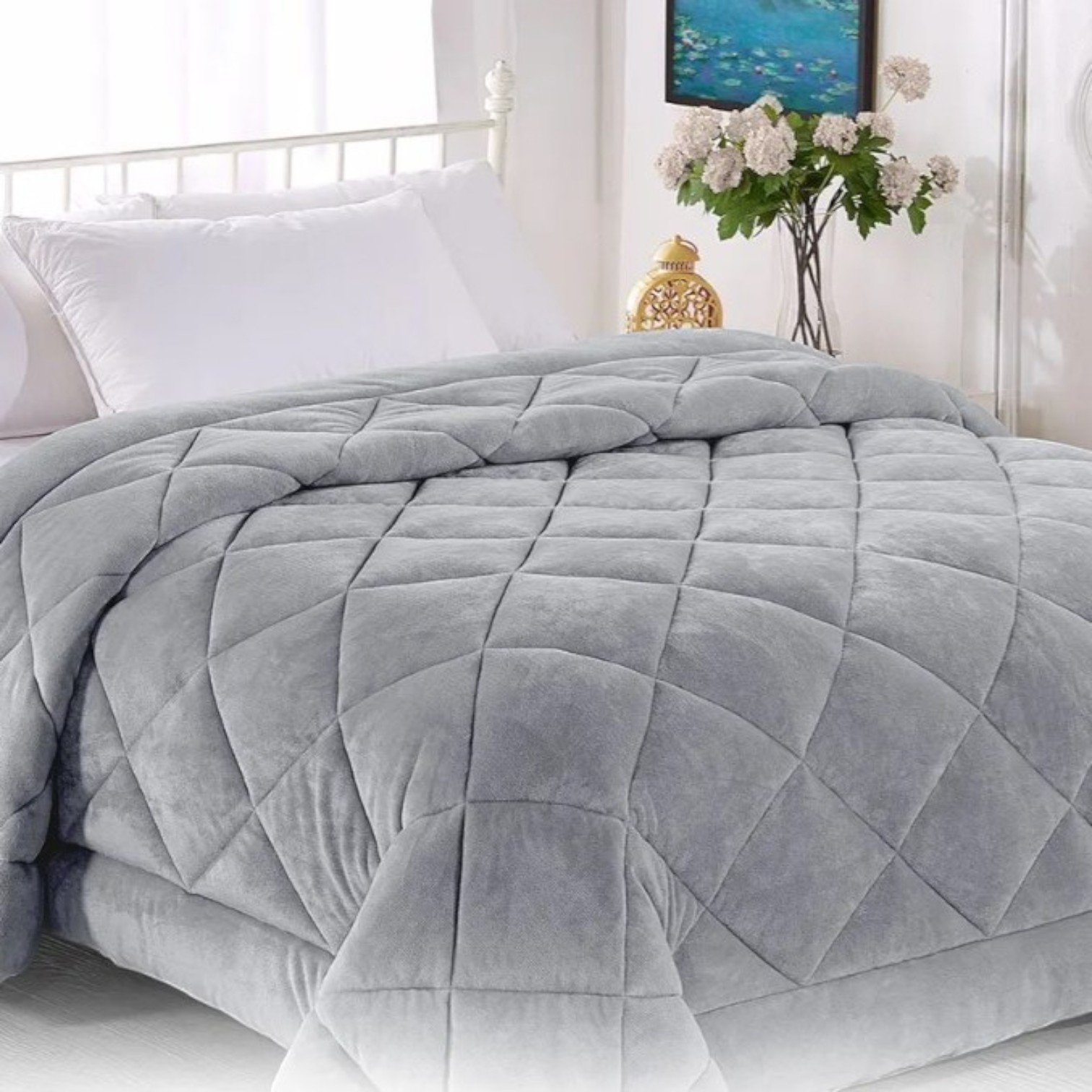 Trapunta una piazza Morbidina - grigio perla