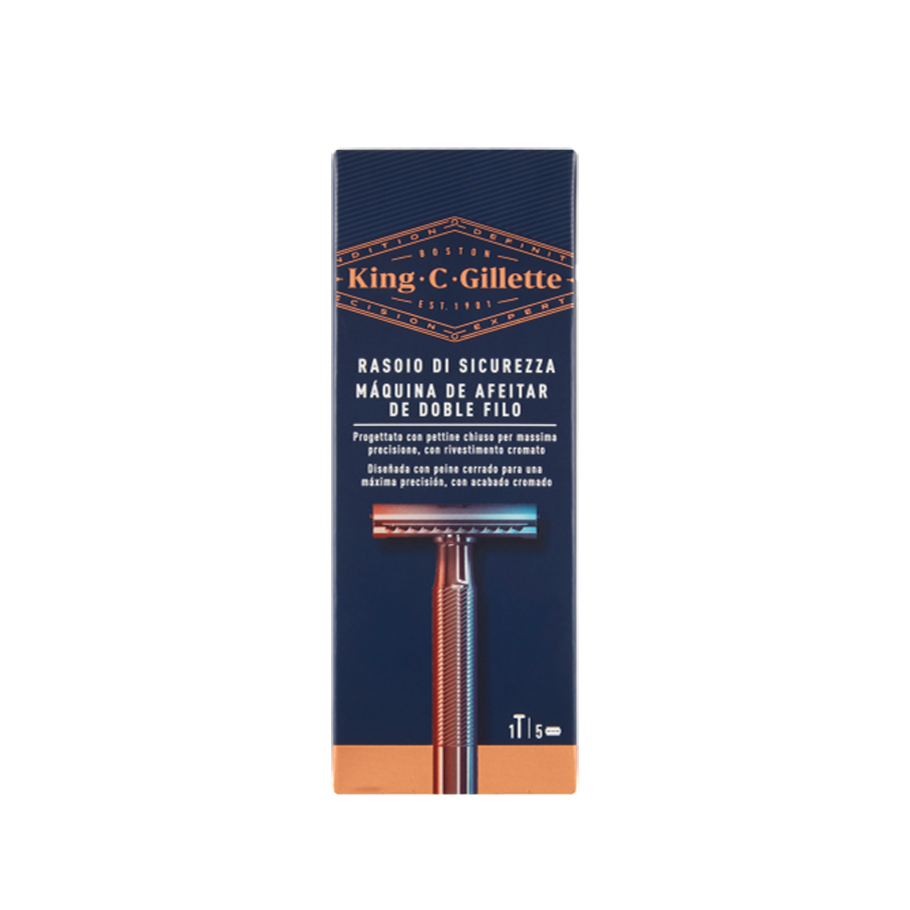King C. Rasoio di Sicurezza Uomo Manico + 5 Lame di Ricambio