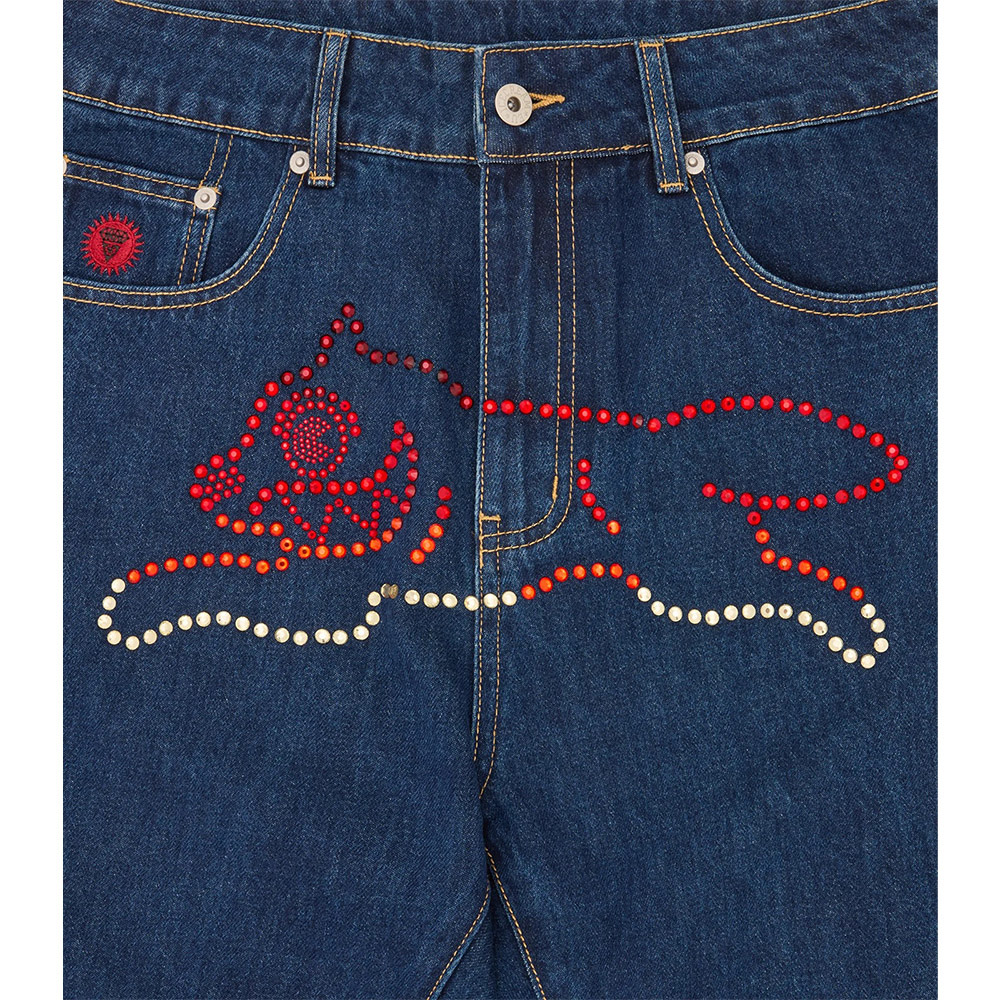ICECREAM Pantalone Denim Pant Crystal Running Dog 