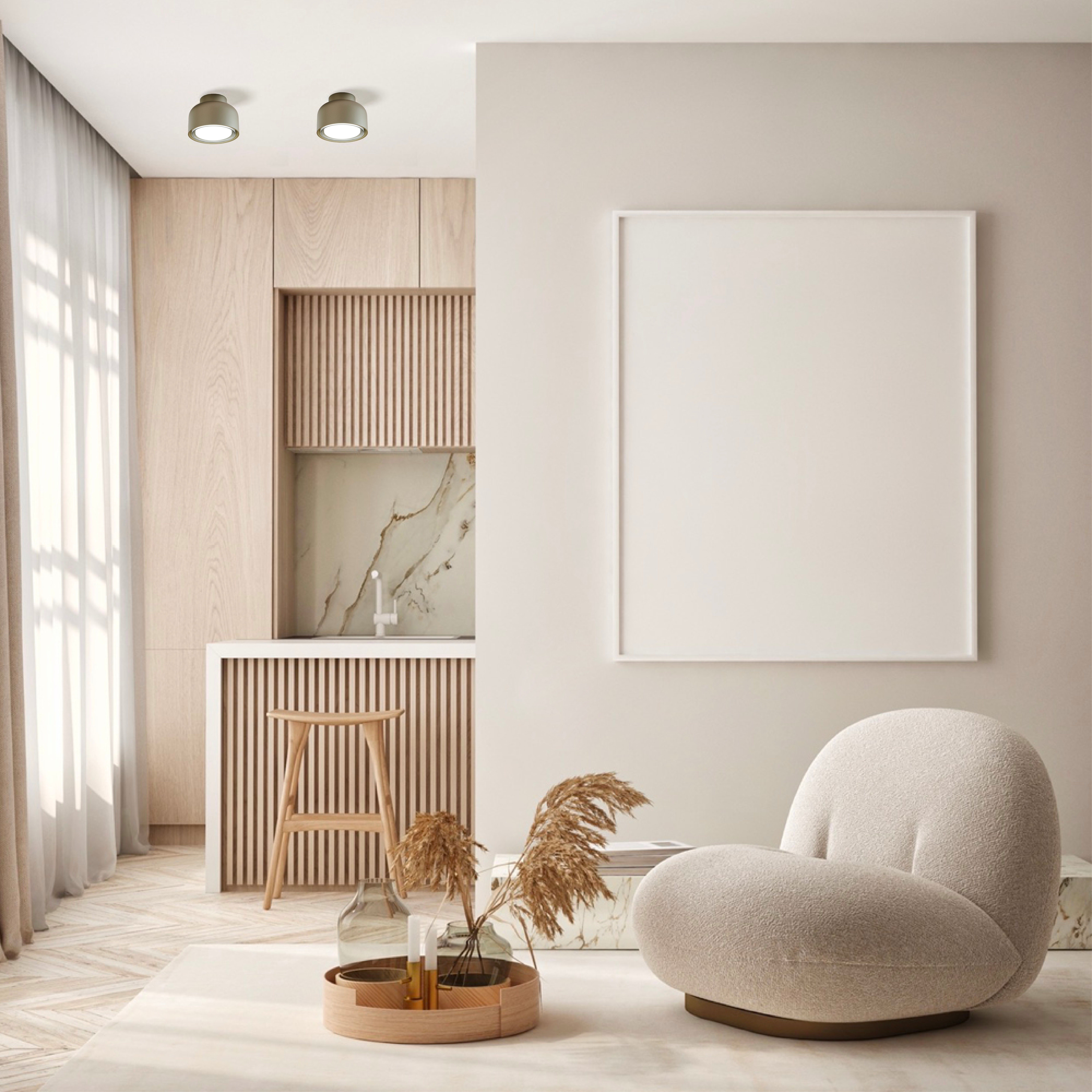 BOTTONE APPLIQUE/PLAFONIERA SABBIA 1x12W LED GX53