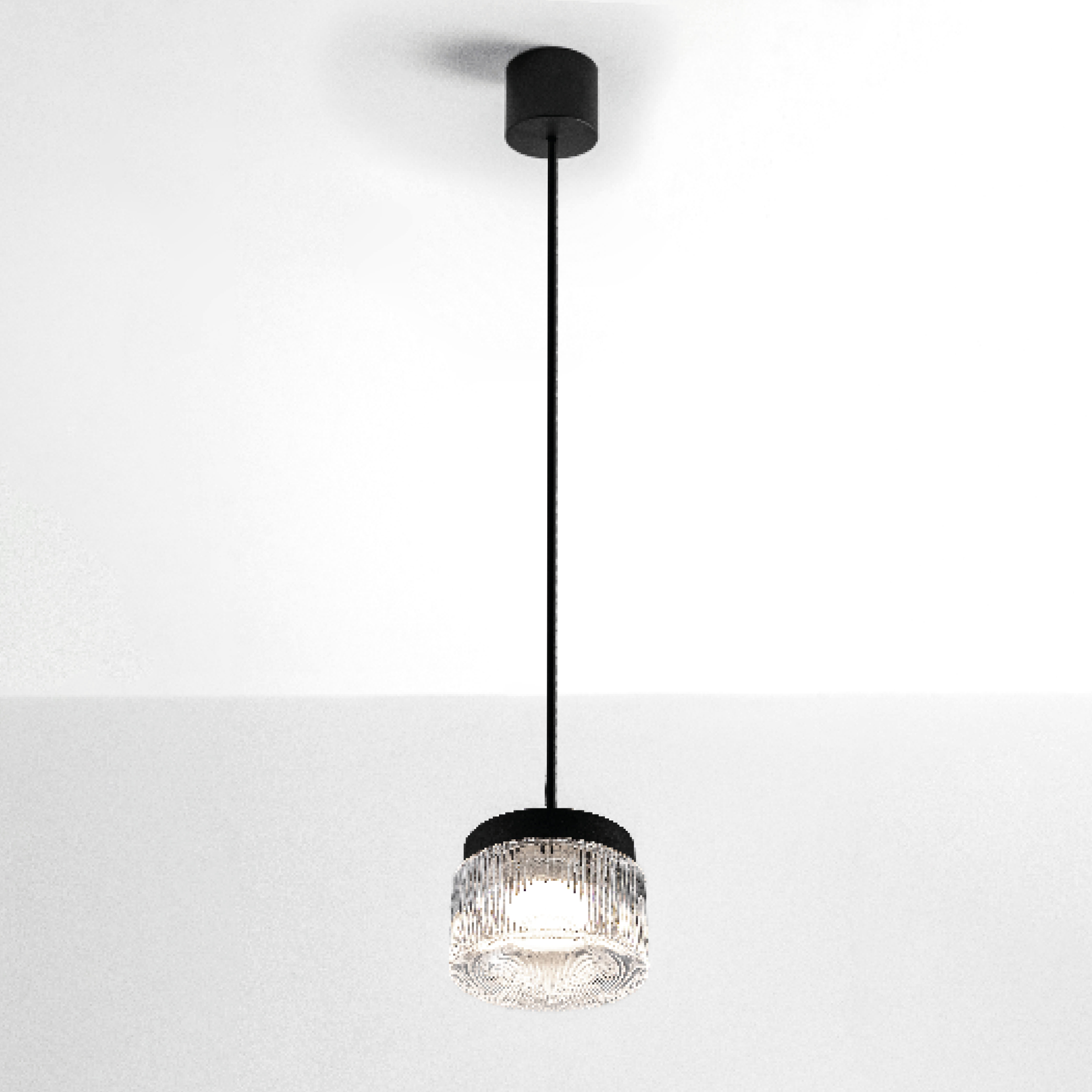 PILASTRO SOSPENSIONE BASE ANTRACITE + VETRO TRASPARENTE 1X12W LED GX53