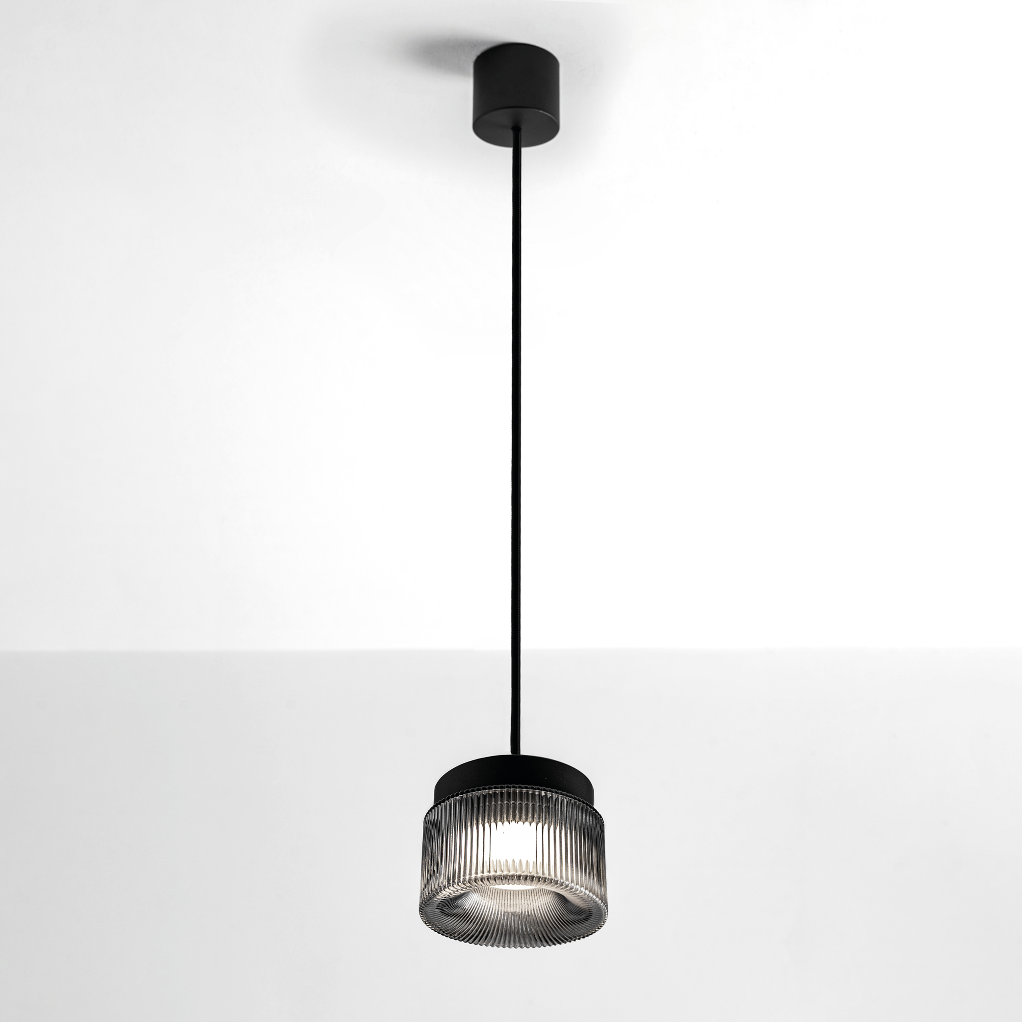 PILASTRO SOSPENSIONE BASE ANTRACITE + VETRO GRIGIO FUME' 1X12W LED GX53