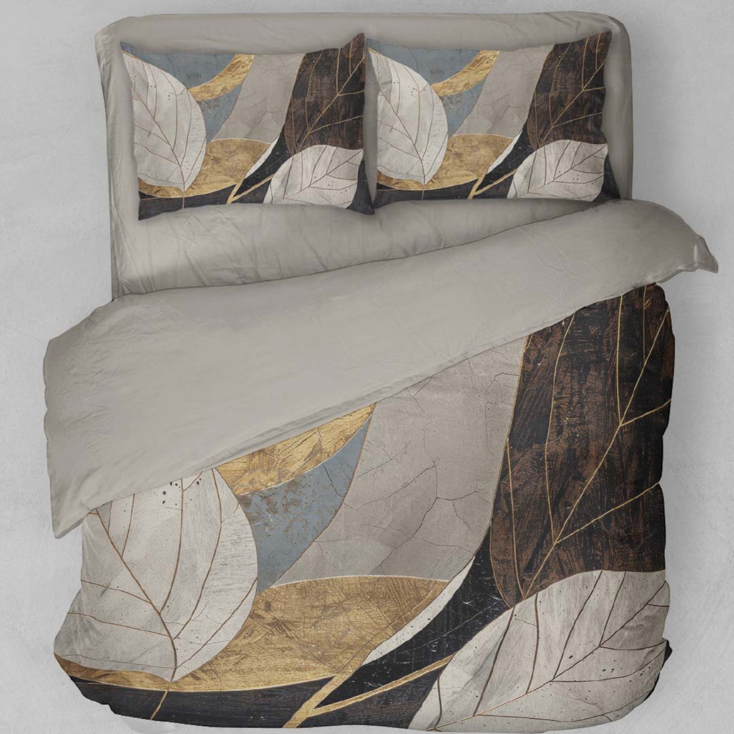 Copripiumino matrimoniale Raso di Cotone - Foglie d'Autunno