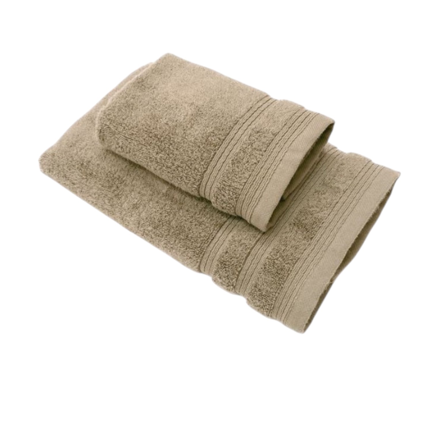 Coppia asciugamani Carezza viso + ospite 650 gr - tortora