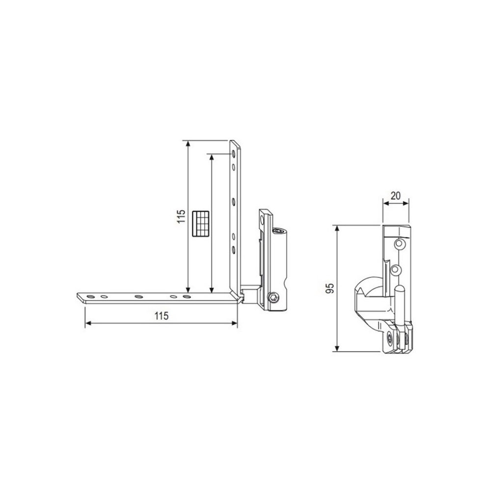 Cerniera angolare Sx per legno aria 4 Battuta 15/18