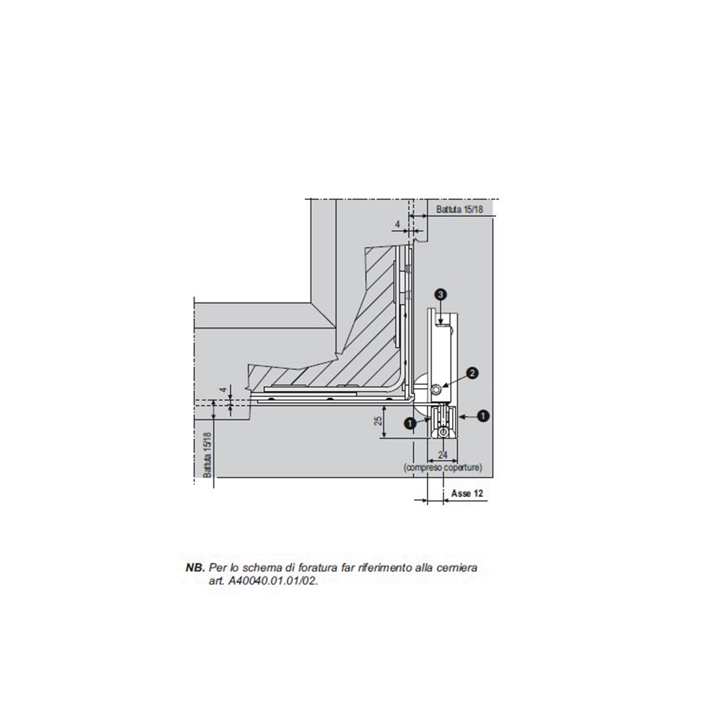 Cerniera arco e trapezio SX Aria 4 battuta 15/18