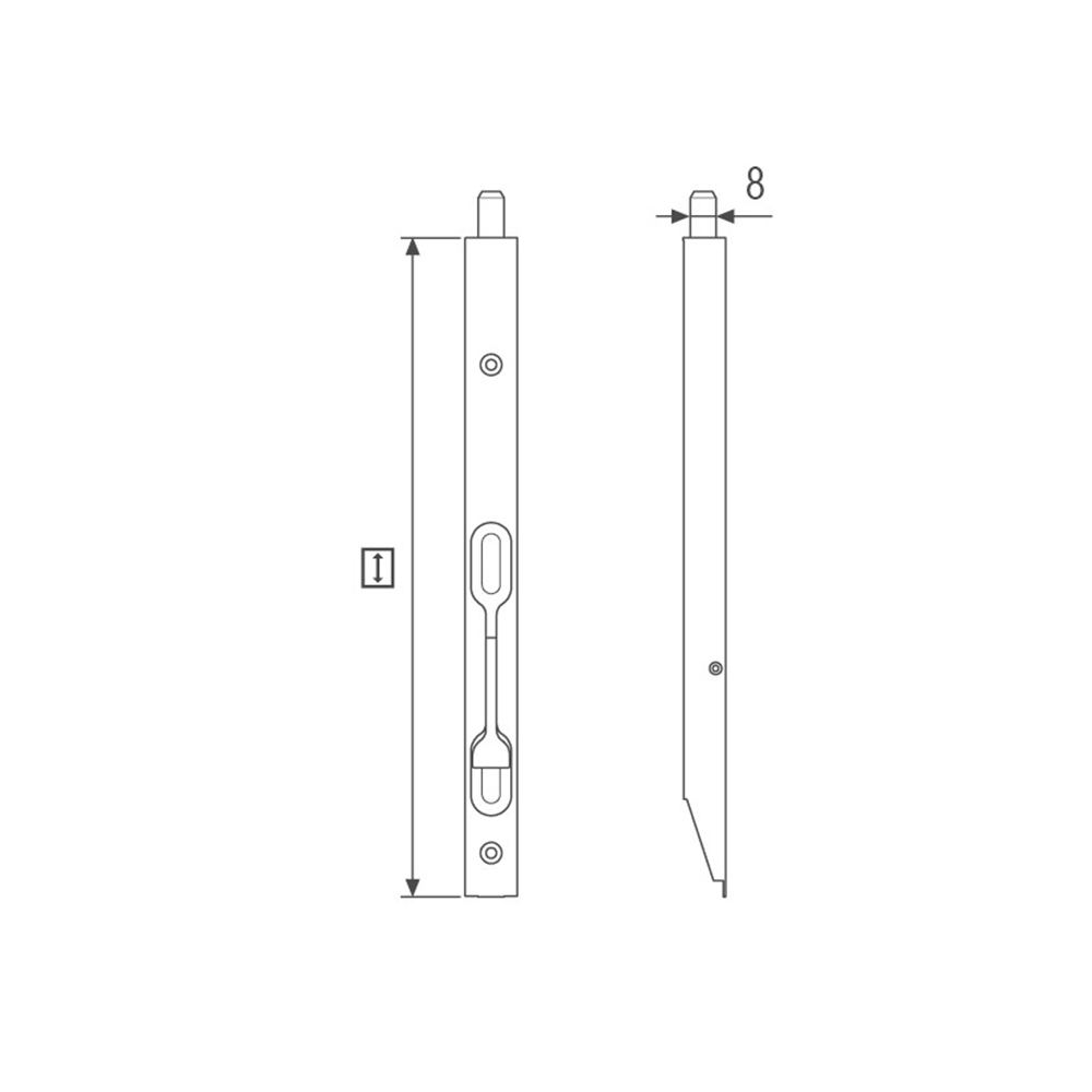 Catenaccio a leva Frontale 16mm altezza 200mm Cromo satinato