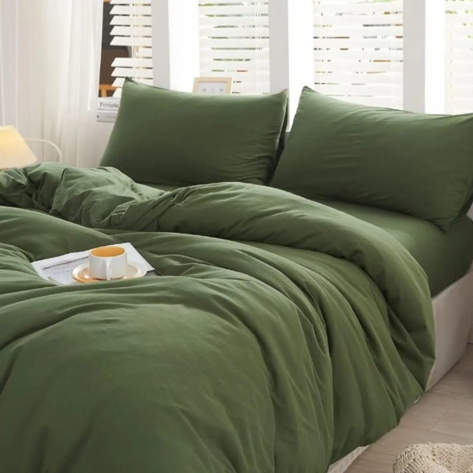 Copripiumino matrimoniale Jersey No Stiro 100% cotone - Bosco