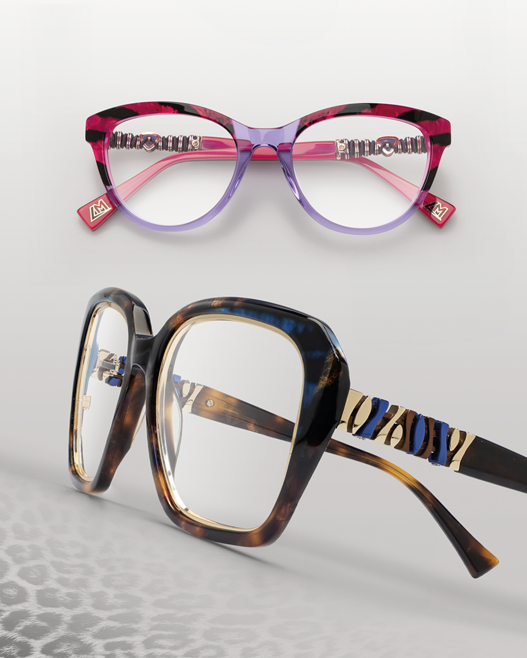 A classic pair of glasses La Matta featuring a black frame, perfectly contrasting against the pure white backdrop, epitomizing refined style and effortless charm.