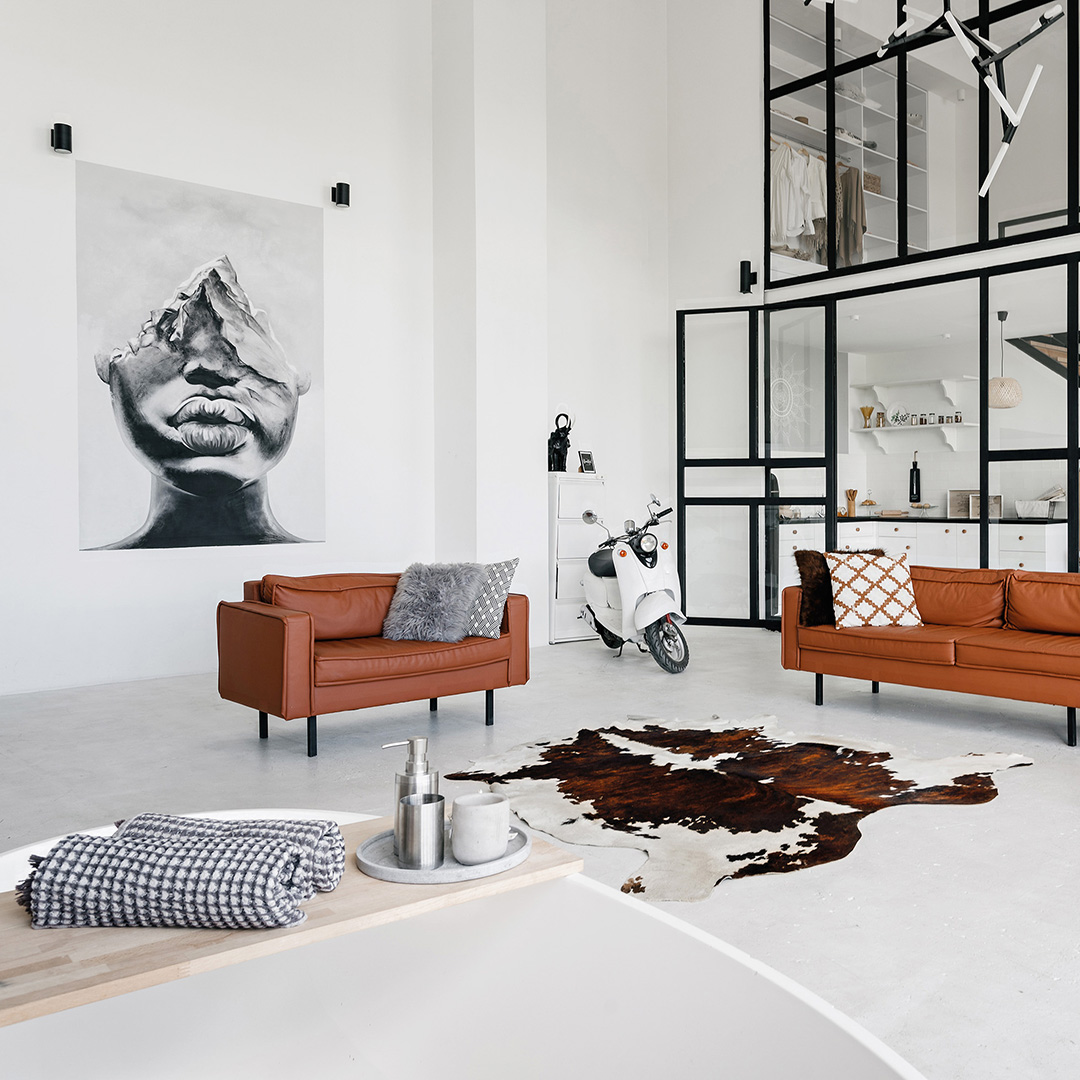 Tappeto PELLE NATURALE TRICOLORE – Eleganza e stile con un tocco vivace