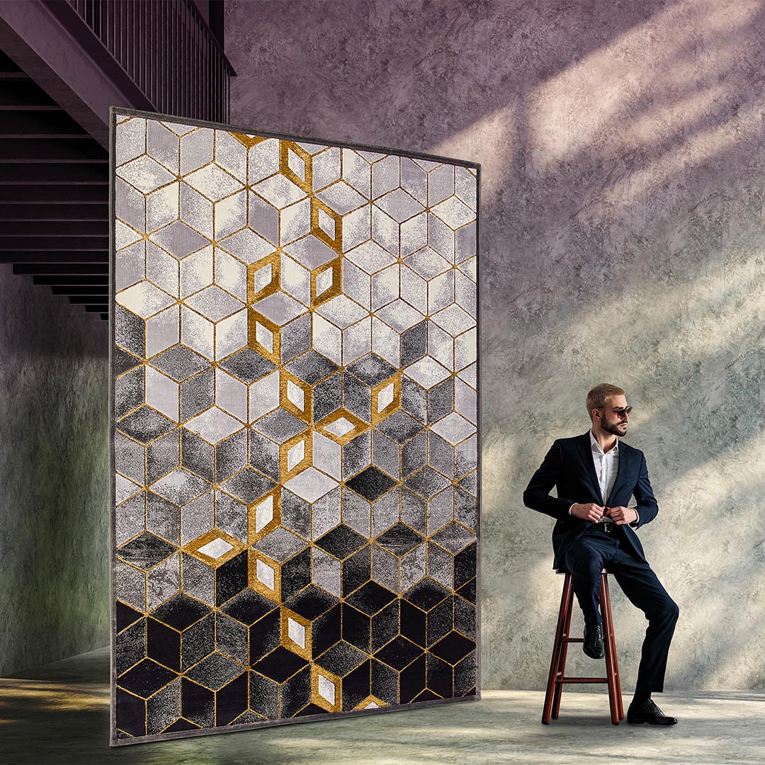 Tappeto GABRIELLE 755X/Q13: Geometria e Raffinatezza per il Tuo Spazio