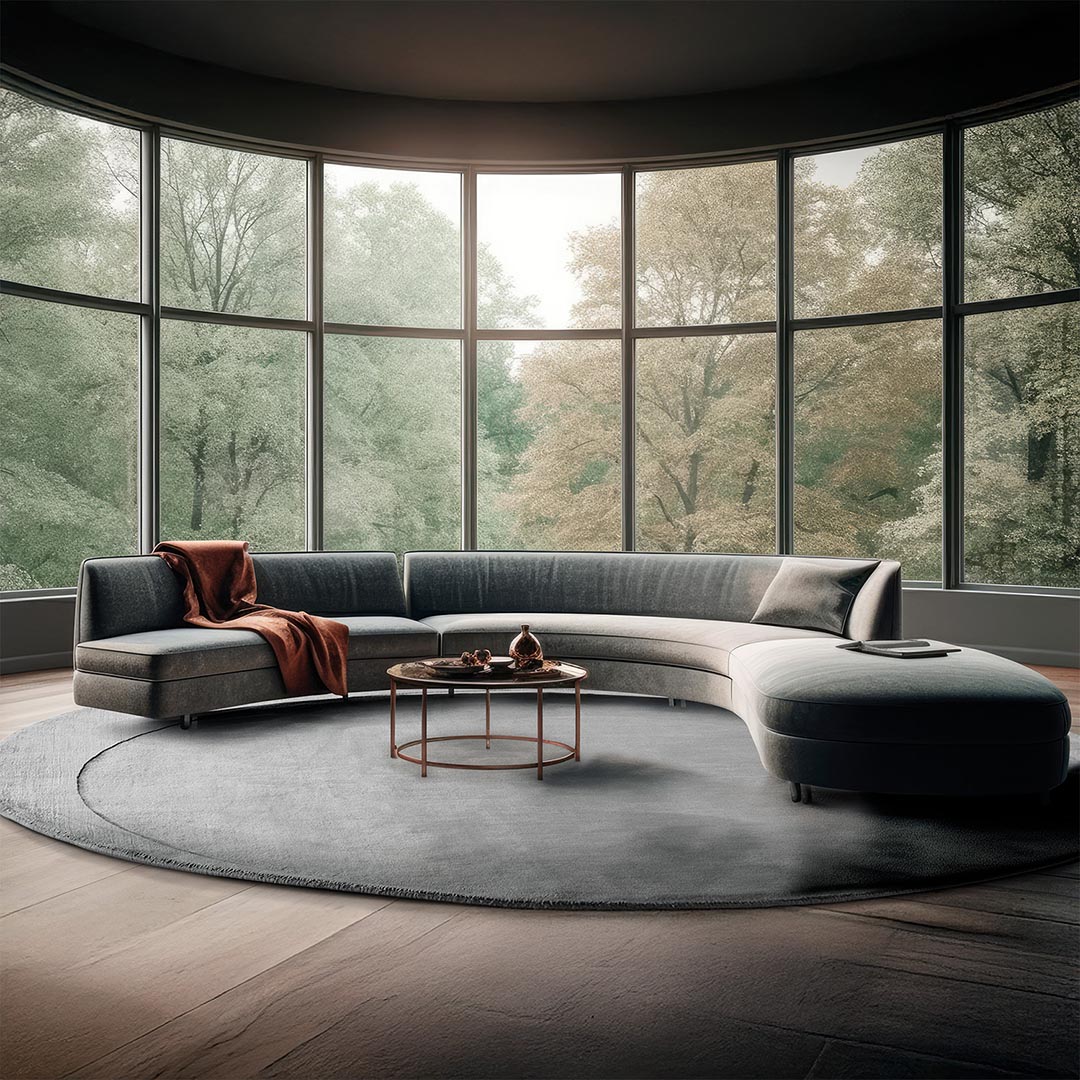 Tappeto Salotto MOON GREY: Eleganza Circolare per il Tuo Spazio Moderno