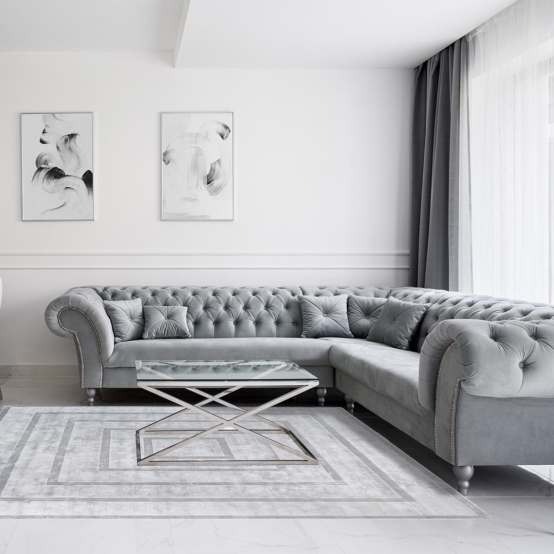 Tappeto DOMINUS VAPOR: Eleganza Geometrica per Salotti e Soggiorni Moderni