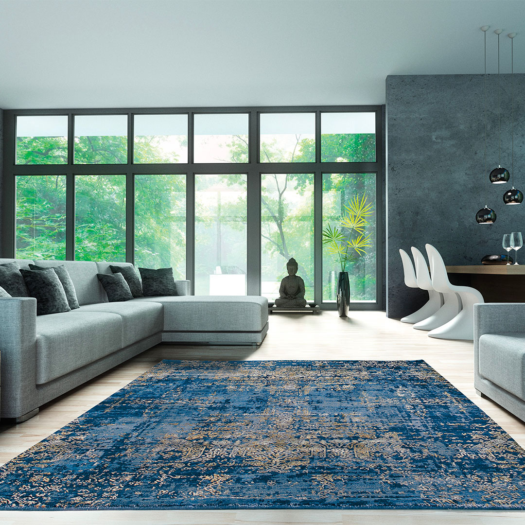 Tappeto ELITE NAVY BLUE/GOLD – Eleganza Contemporanea per il Tuo Soggiorno