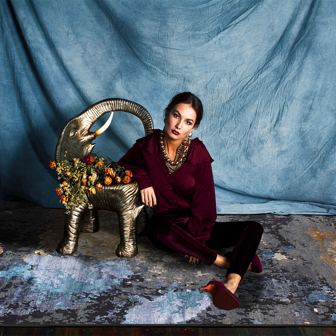 Tappeto ELITE CHARCOAL BLUE/GOLD – Esclusività e Stile per il Tuo Salotto