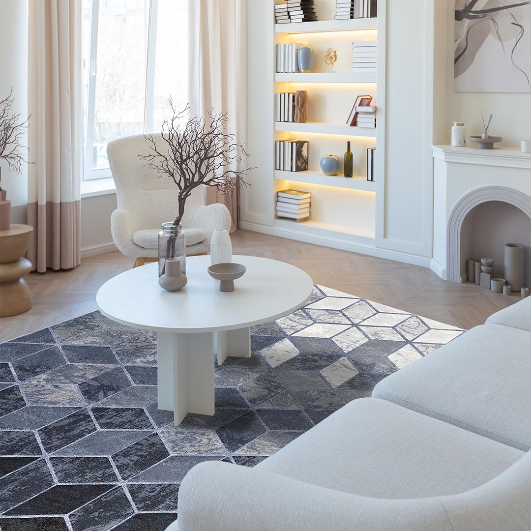 Tappeto LAGUNA 63488/6656: Geometrie Cubiche per Interni Moderni