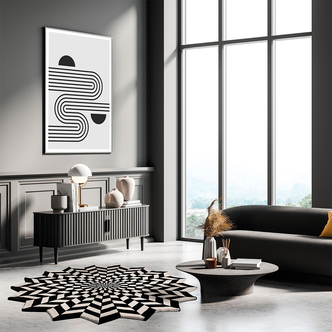 Tappeto BIANCA NEVE ONE – Eleganza Geometrica per un Salotto Moderno