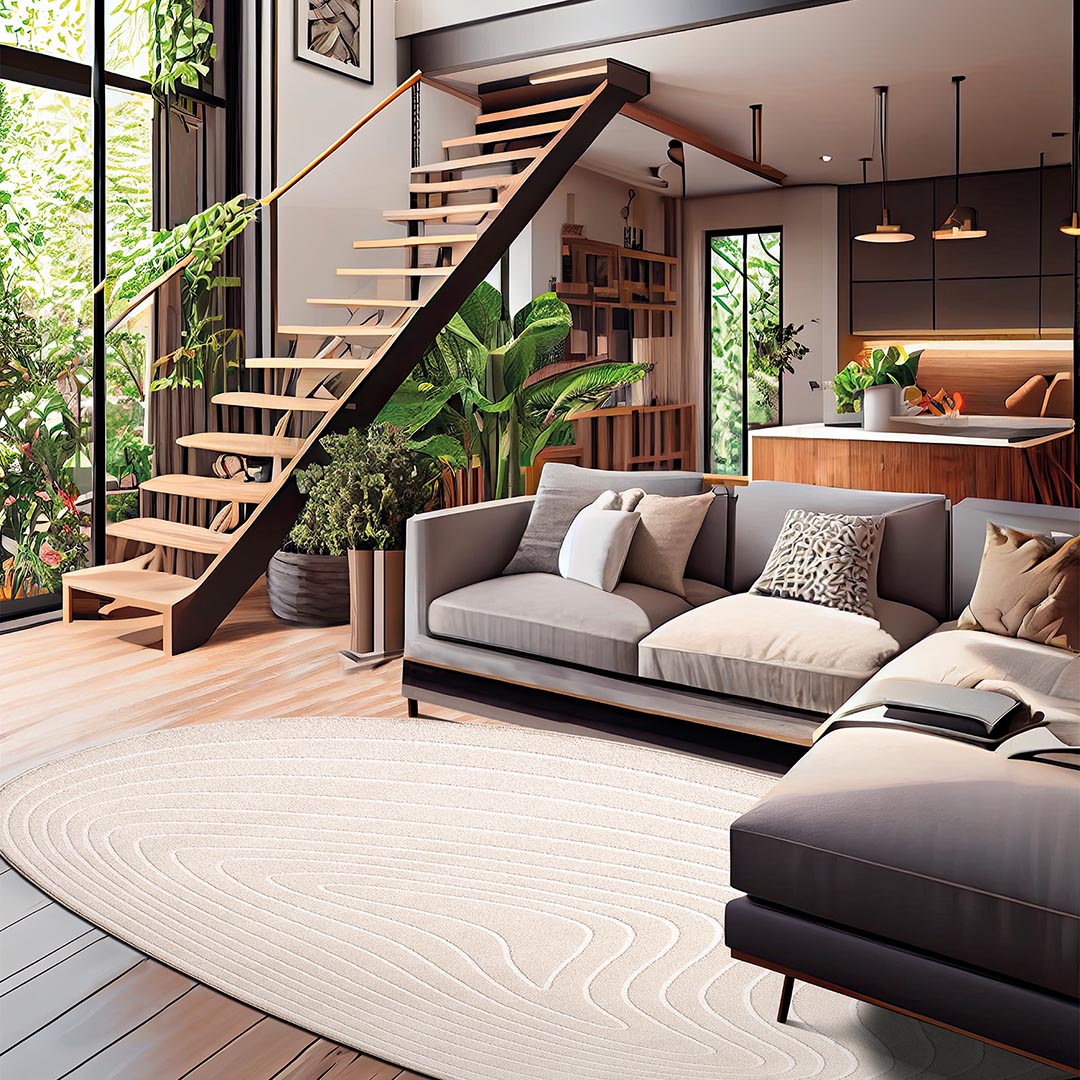 Tappeto CORTINA STONE IVORY: Eleganza Organica per Camere da Letto e Salotti Moderni