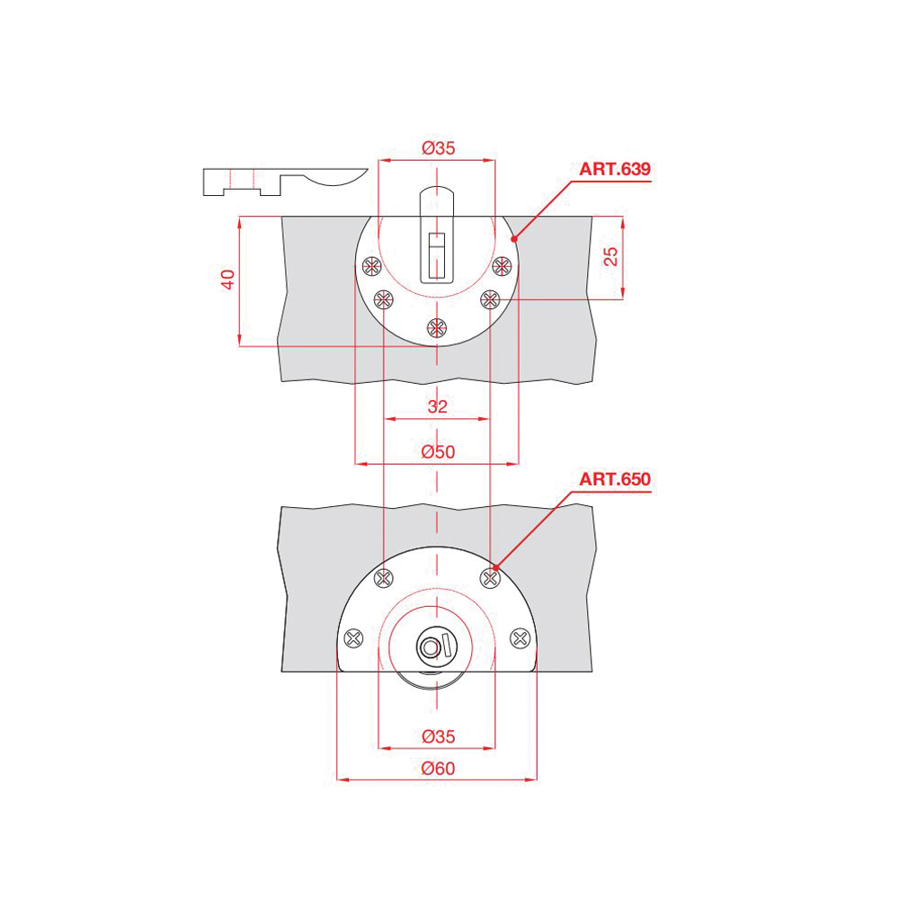 Kit scorrevole regolabile per antine - Serie 639-650 Scorribase - Terno Scorrevoli