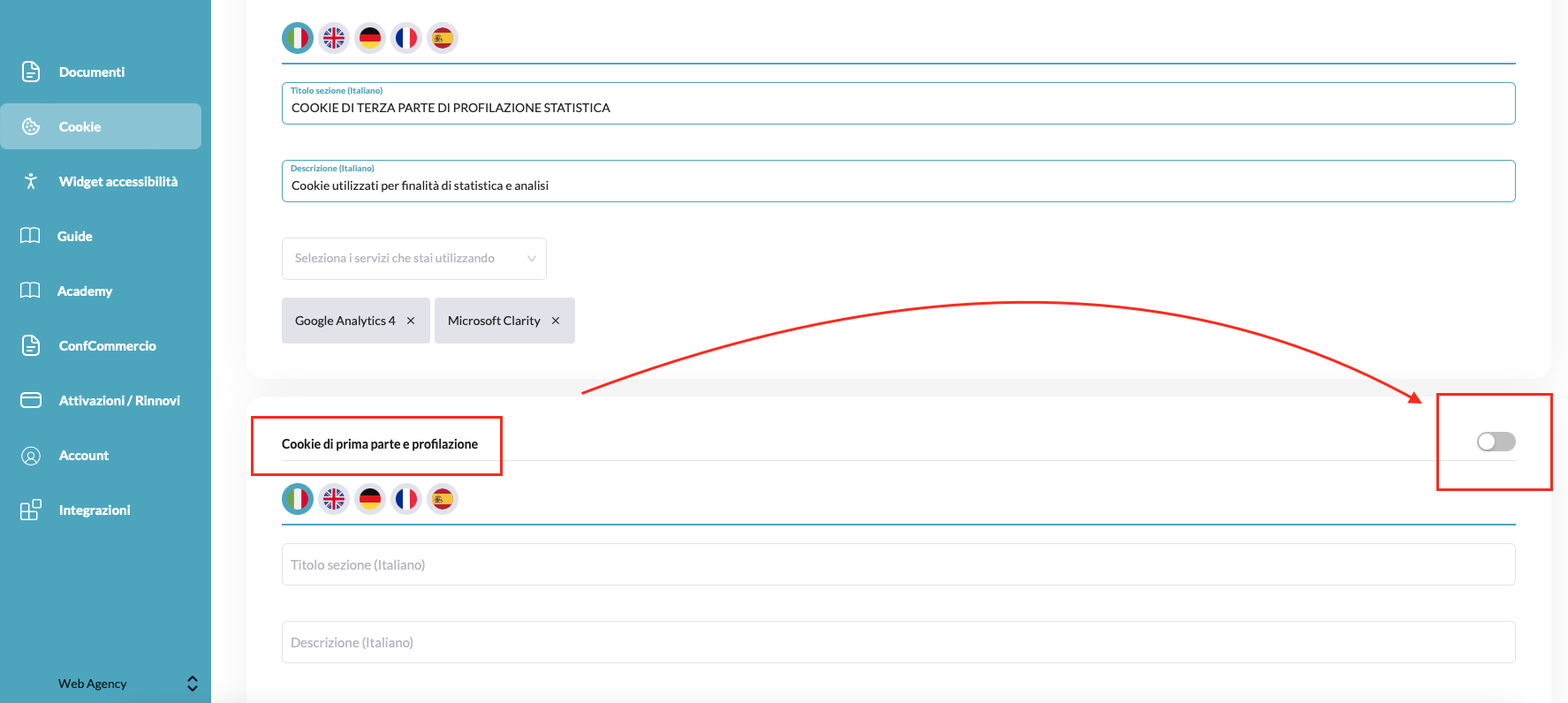 come settare i cookie di prima parte in LegalBlink