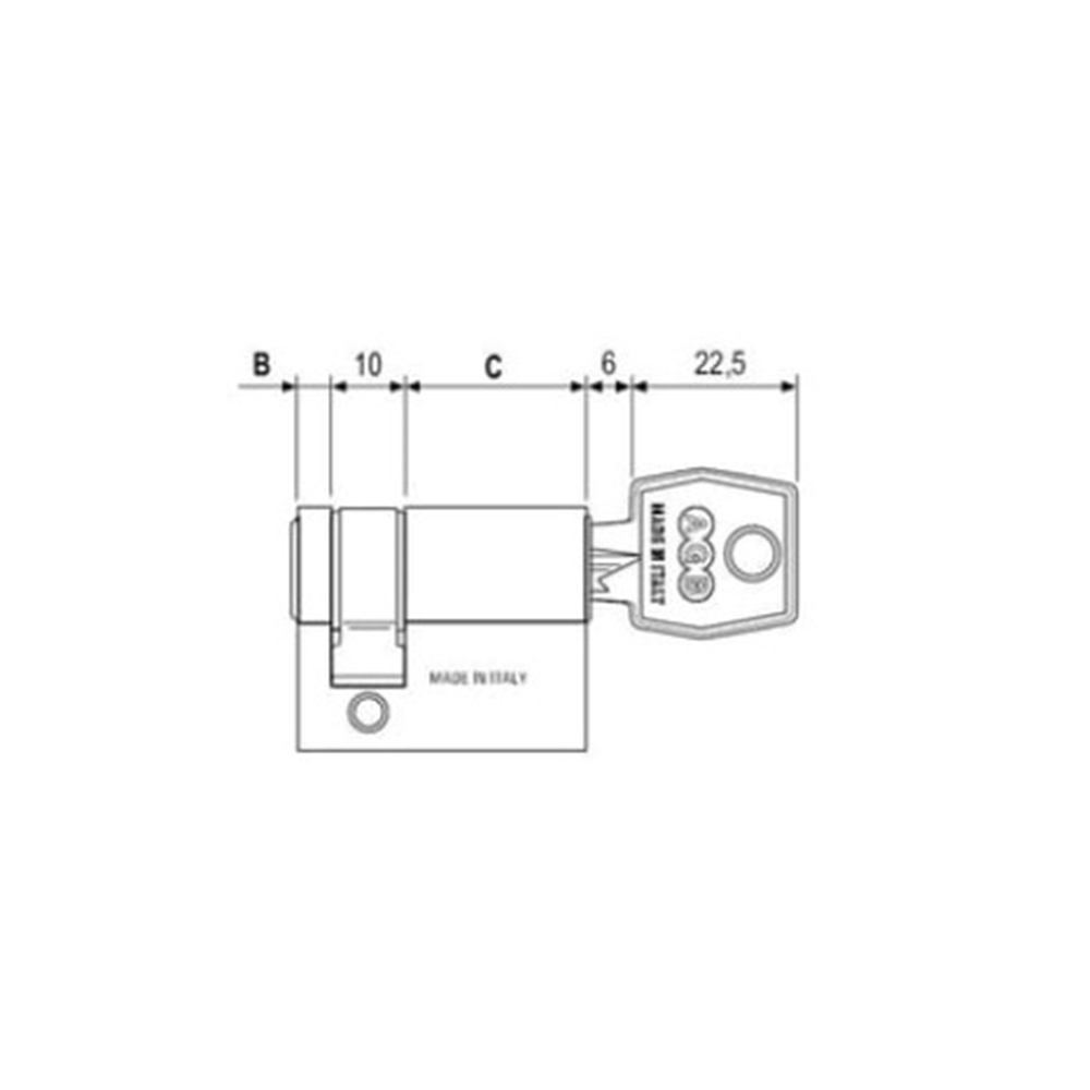 Mezzo cilindro m.600 55mm 05-10-40 ottone naturale