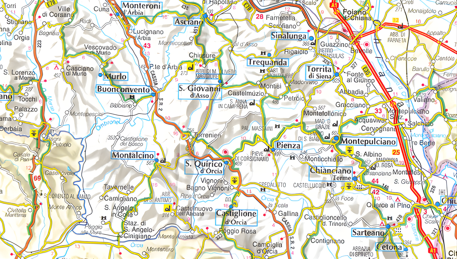 mappa cartina cammini in toscana