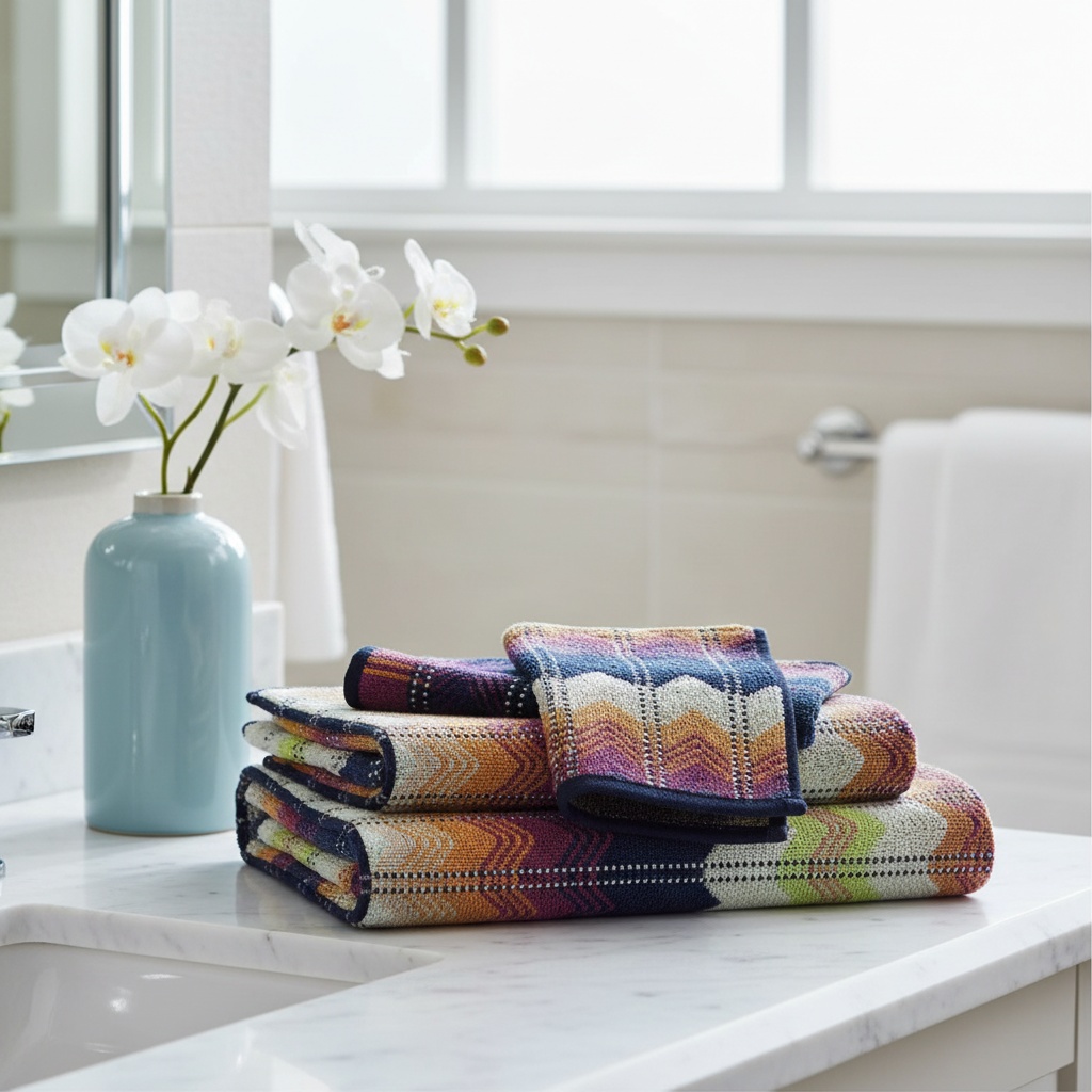 Missoni Towel Set 1 Hand Towel + 1 Guest Towel TRAVIS 100