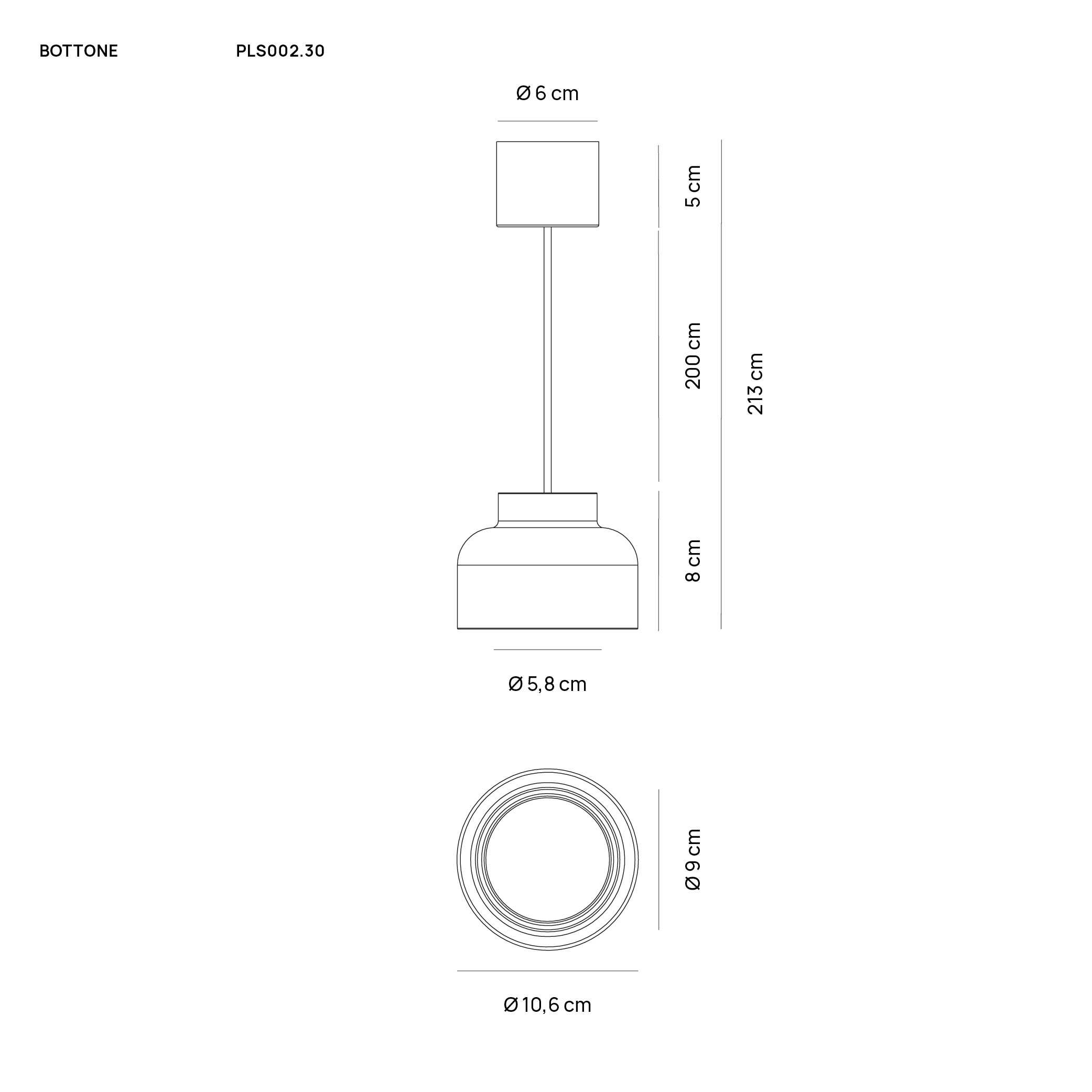 BOTTONE SOSPENSIONE NERO 1x12W LED GX53