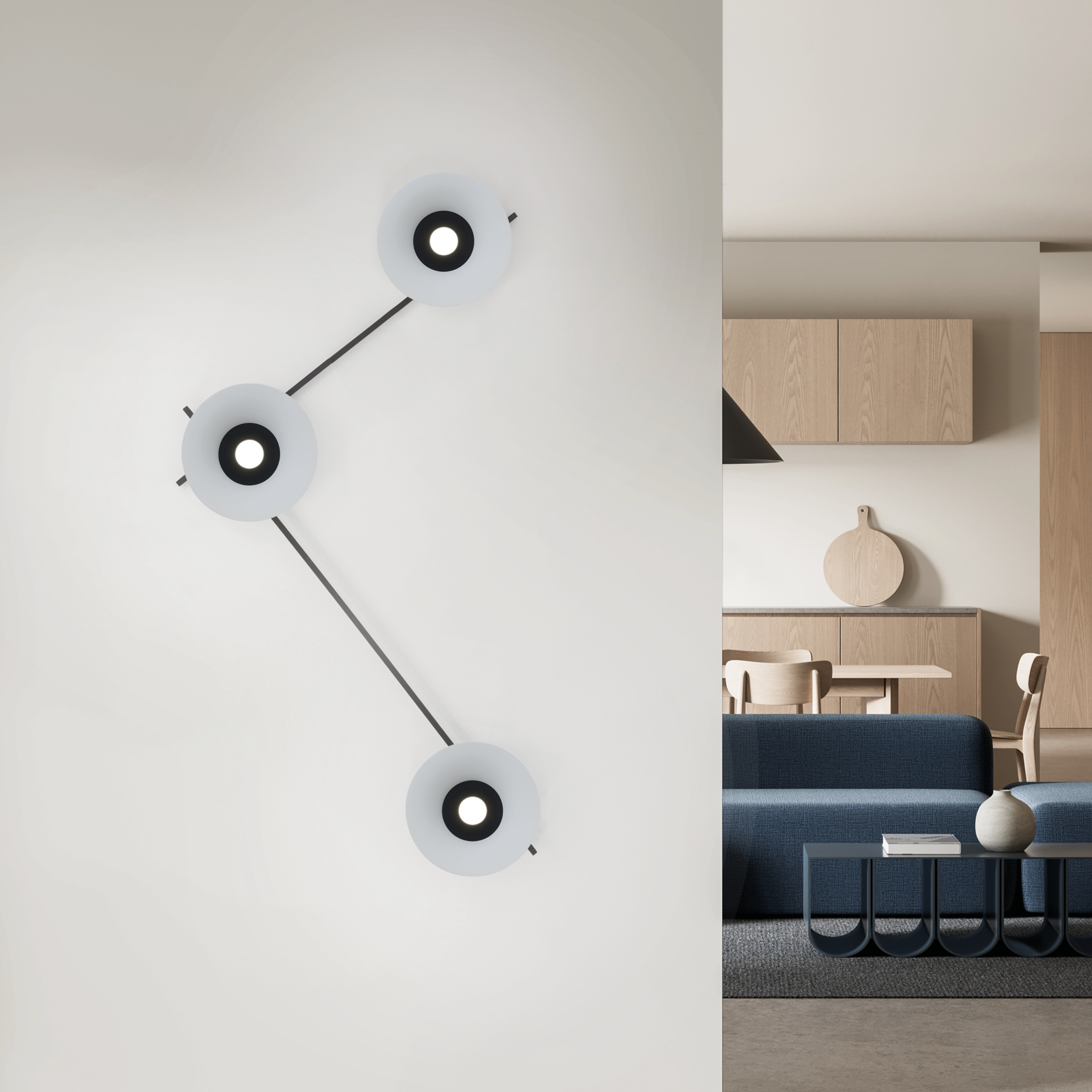 MULTIPOP VETRO APPLIQUE/PLAFONIERA BIANCO SATINATO 1x12W LED GX53