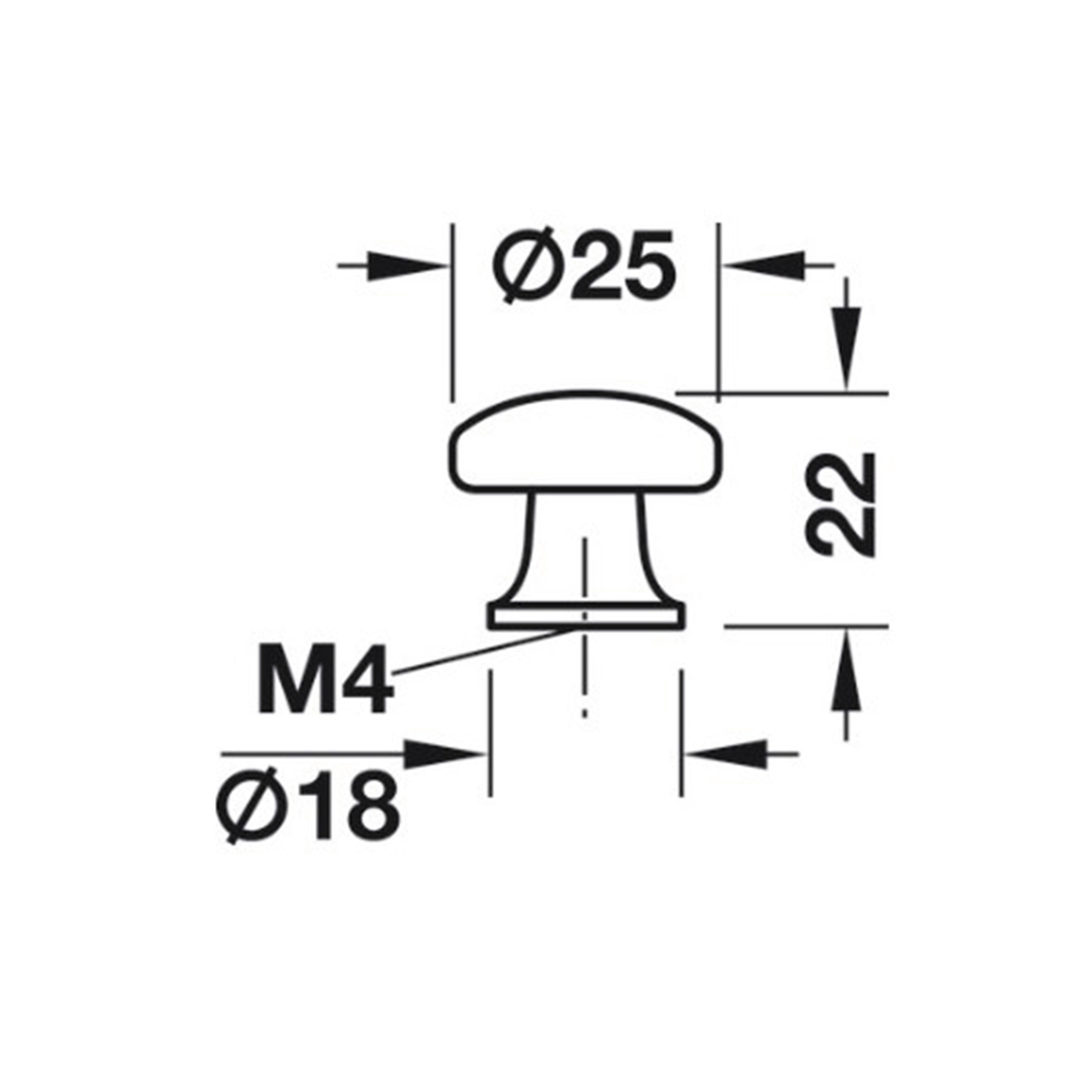 Pomolino per mobili tondo diametro 25 finitura nichelato opaco
