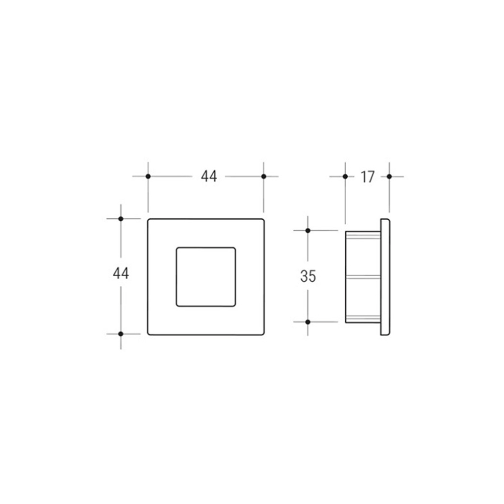 Maniglia ad incasso quadra in plastica foro 35 finitura Grigio/Argento
