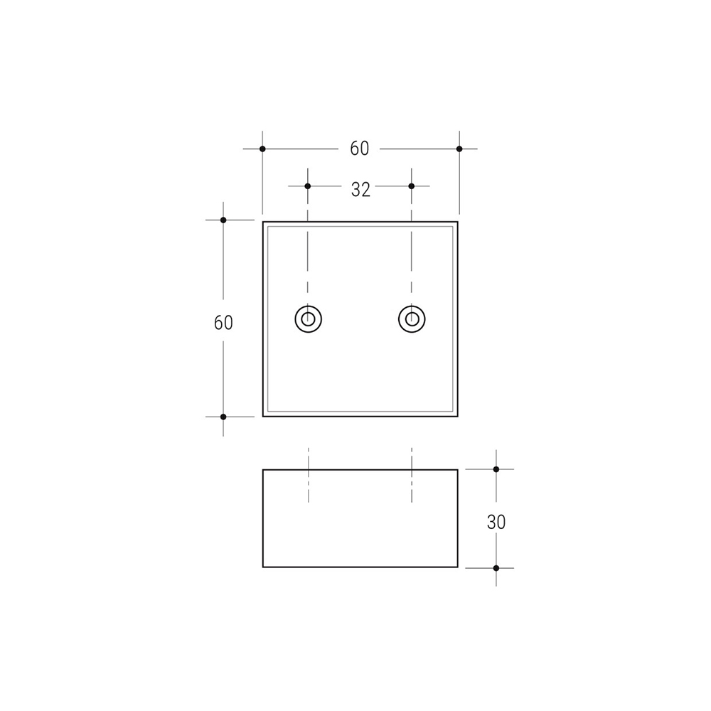 Piedino quadro in plastica 60x60 H.30 finitura Grigio/Argento