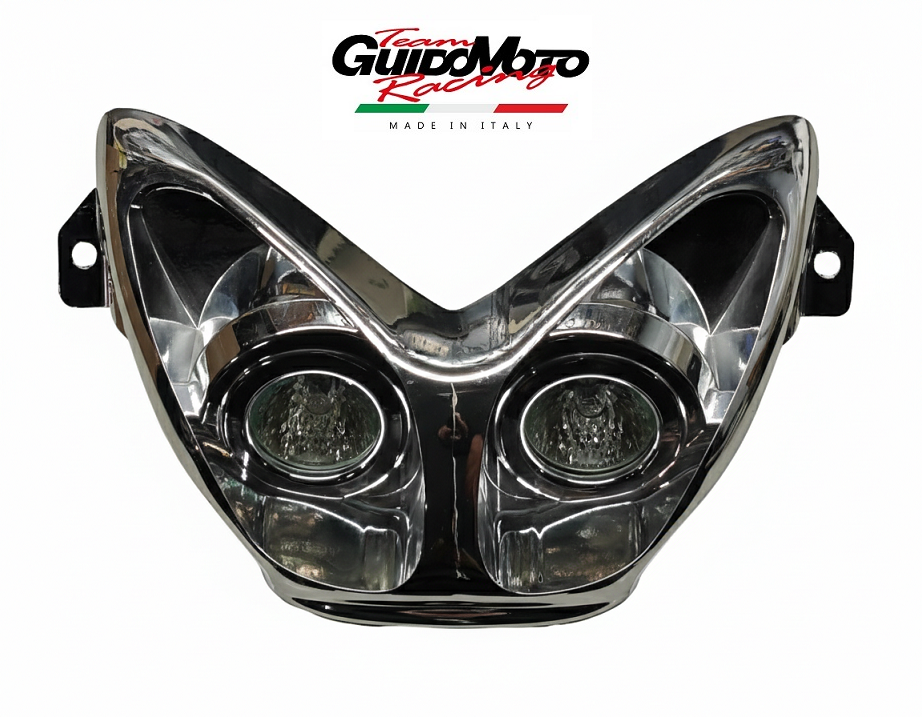 FANALE ANTERIORE CROMATO DUE FARI ALOGENI AEROX NITRO TNT 201355