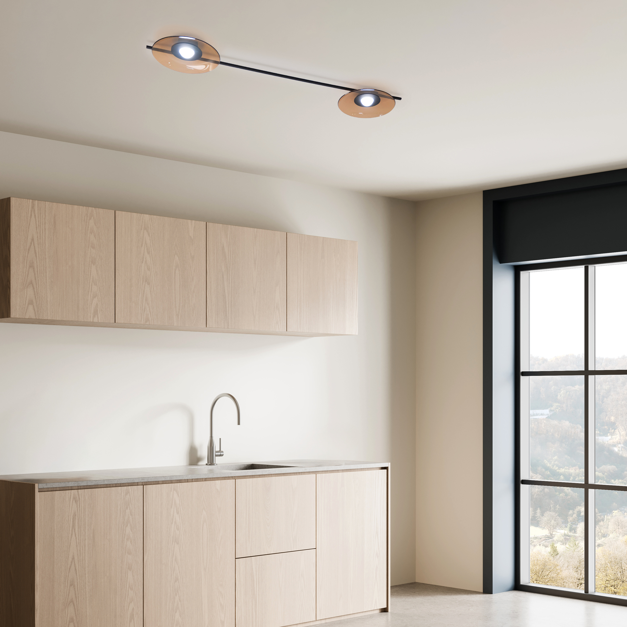 MULTIPOP VETRO APPLIQUE/PLAFONIERA AMBRA 1x12W LED GX53