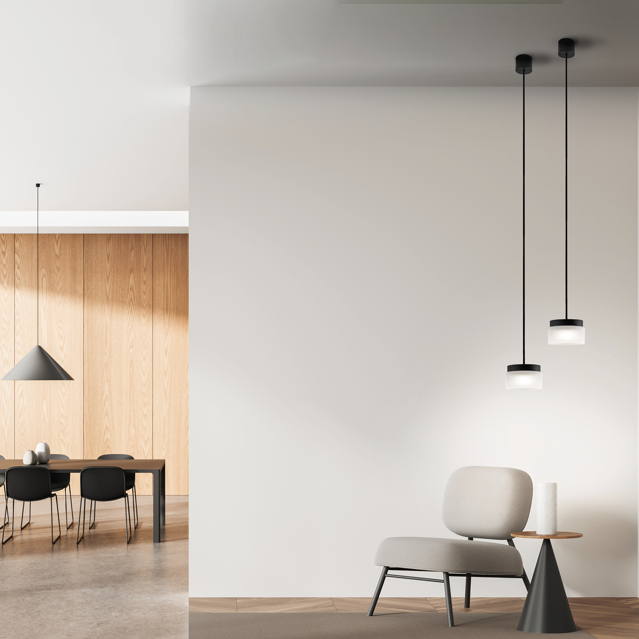 PILASTRO SOSPENSIONE BASE ANTRACITE + VETRO BIANCO SATINATO 1X12W LED GX53