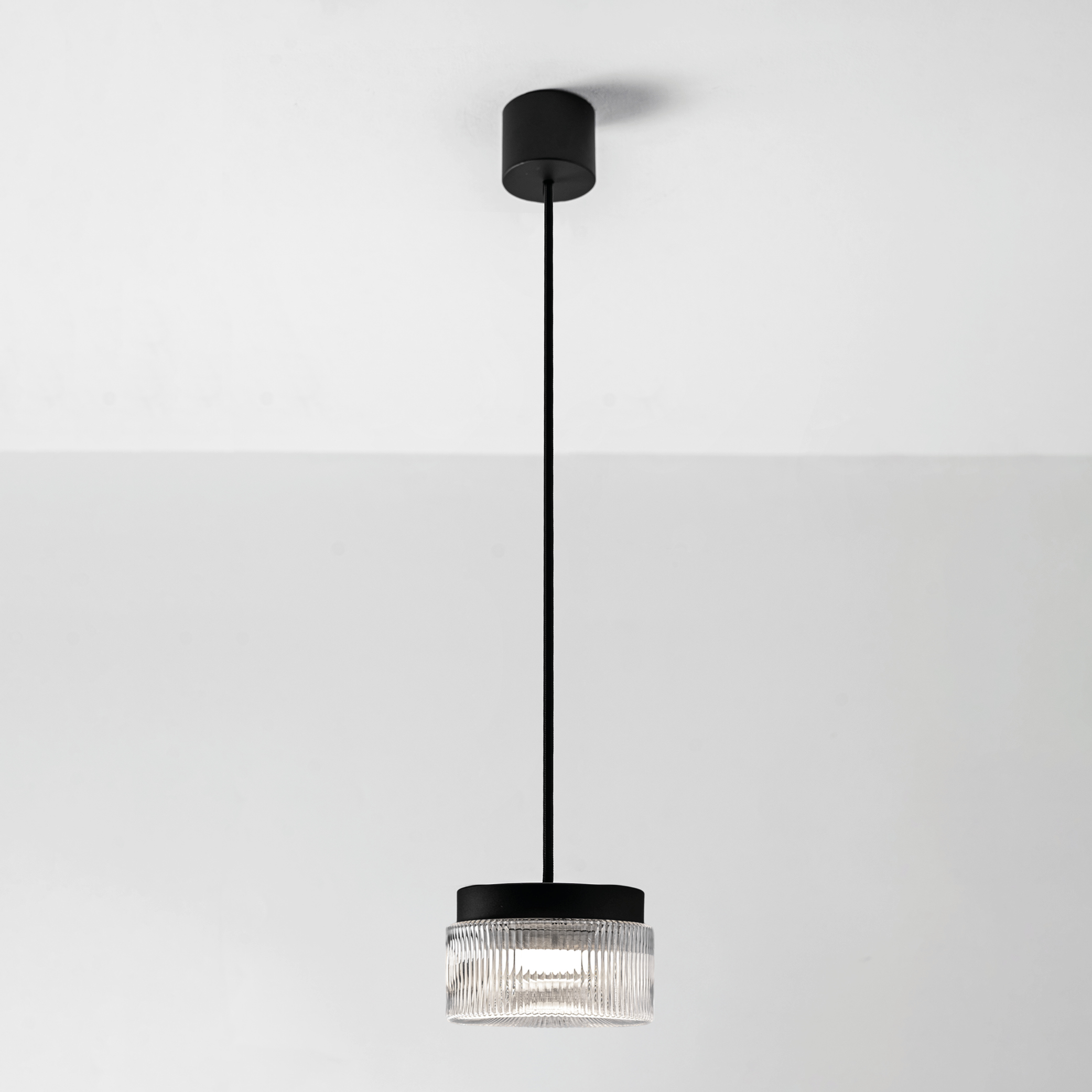 PILASTRO SOSPENSIONE BASE ANTRACITE + VETRO TRASPARENTE 1X12W LED GX53