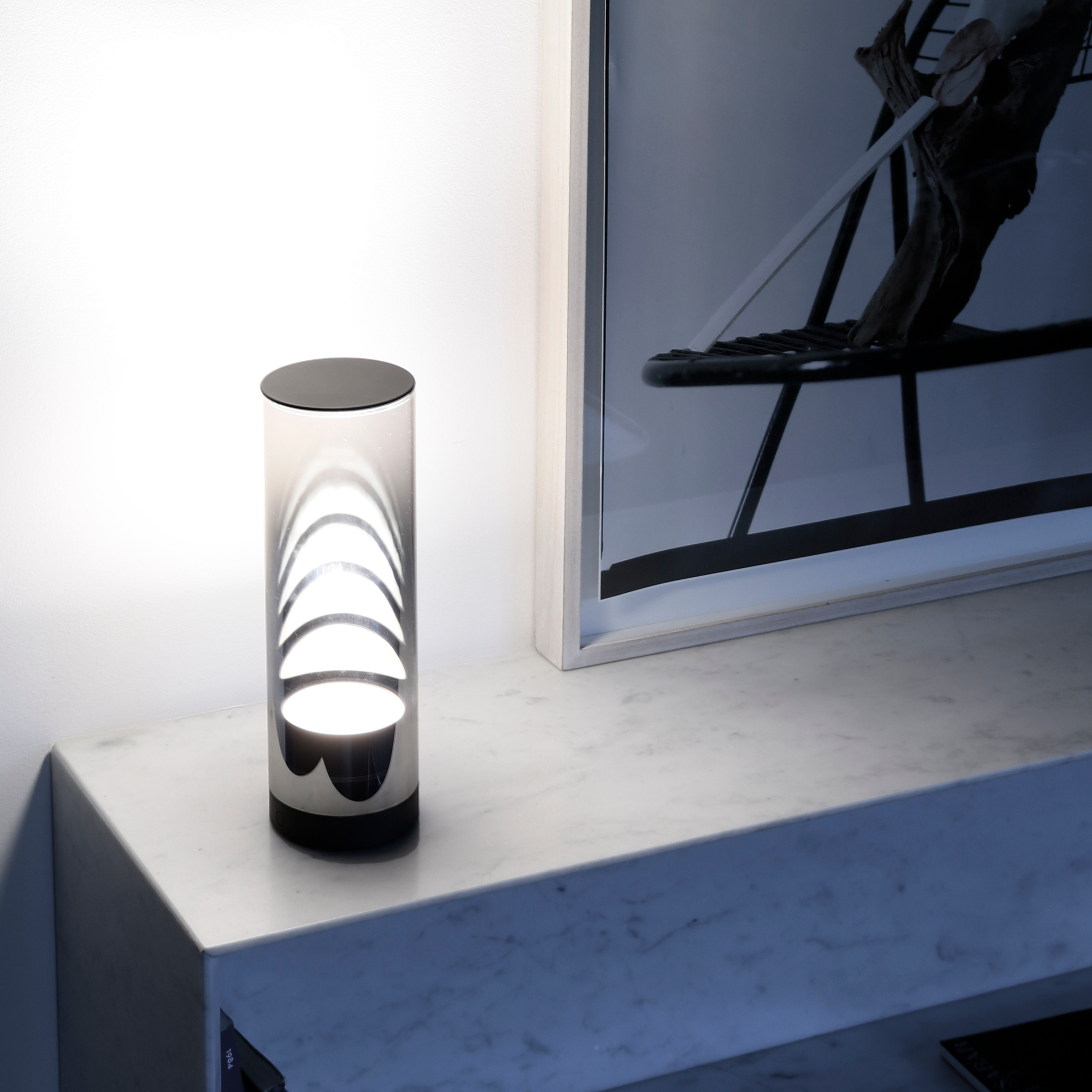 GLAZES DA TAVOLO PORTATILE CROMO 5W 2700K-3000K-4000K DIMMERABILE