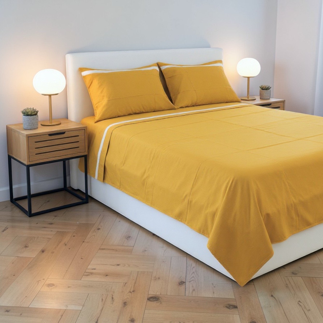 Completo letto matrimoniale Stefy - ocra